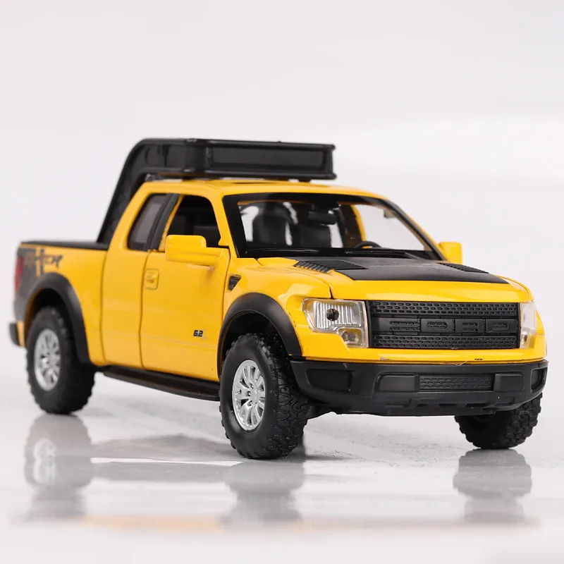 

For Ford F150 Raptor Offroad Car Model Diecast Truck Pickup Light Music 4 Open Doors Toy Car SuperWheel Auto Mobile Toy Car