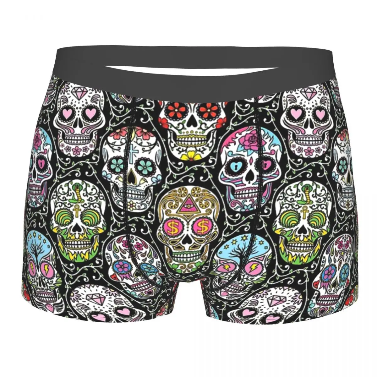 Heavy Metal Underpants Cotton Panties Man Underwear Sexy Mexican Skull Pattern Shorts Briefs