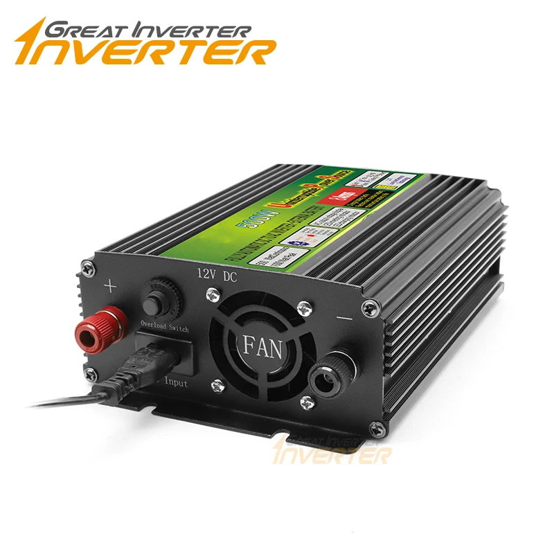 500W Off Grid Inverter with Charger, MAX 1000W UPS DC12V AC110V/220V Modified Sine Wave Power Inverter with charge function