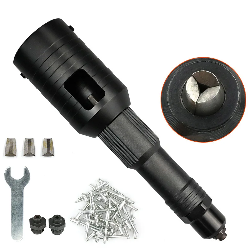 Black Alloy Steel Electric Rivet Gun Drill Adapter Riveting Tool