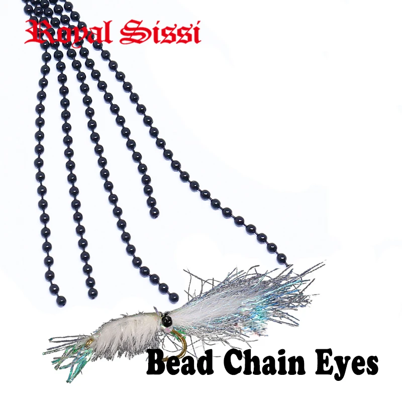 10pcs total 150cm black metal bead chain eyes Dia1.5/2.0/2.4mm dumbbell eye chains fly tying materials damsel fly nymph beadeyes