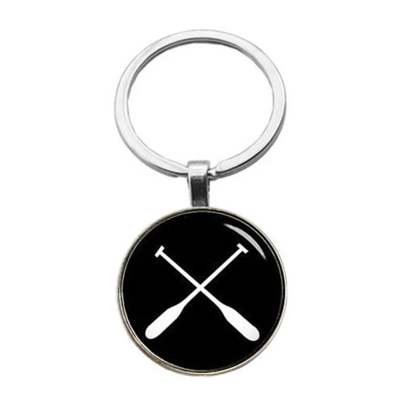 Exquisite Popular Sports Style Jewelry Key Chain Boat Rowing Team Oar Art Pendant Key Ring Jewelry Father Birthday Gift