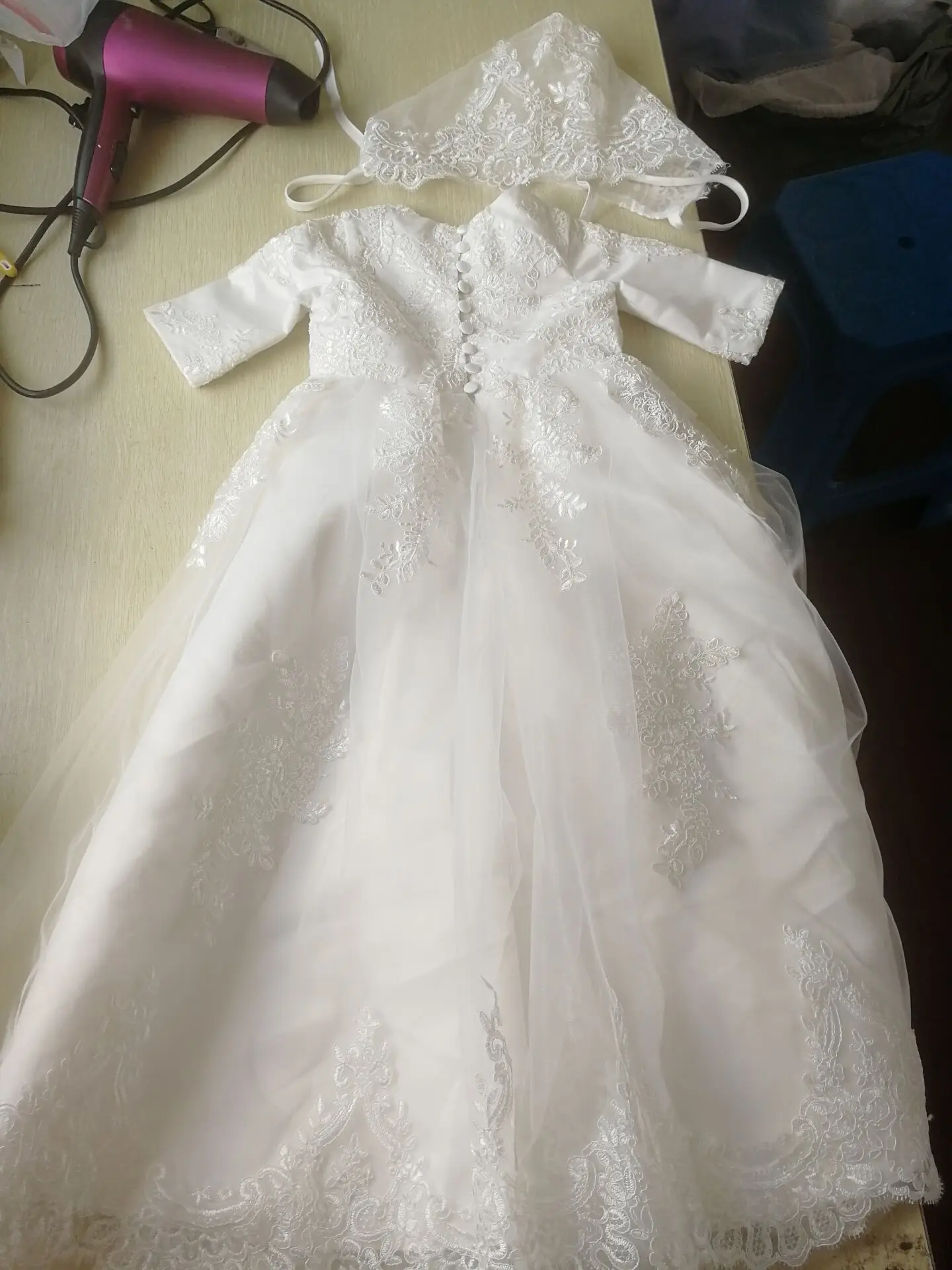 Vestido Vintage de bautizo para niña, primer año, fiesta de cumpleaños, boda, bautizo, ropa infantil