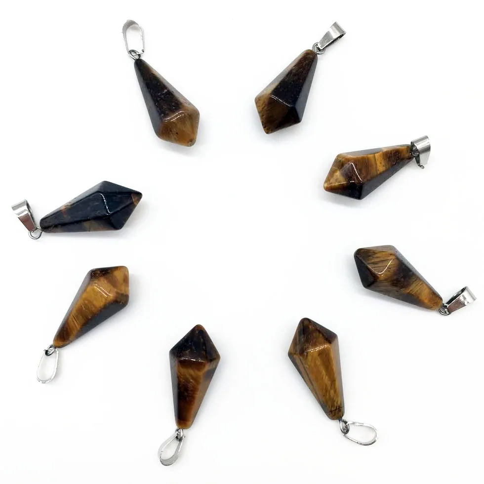 1pcs  charms Tiger eye  natural Crystal Stone Drop prism pendant Pendant for Jewelry making