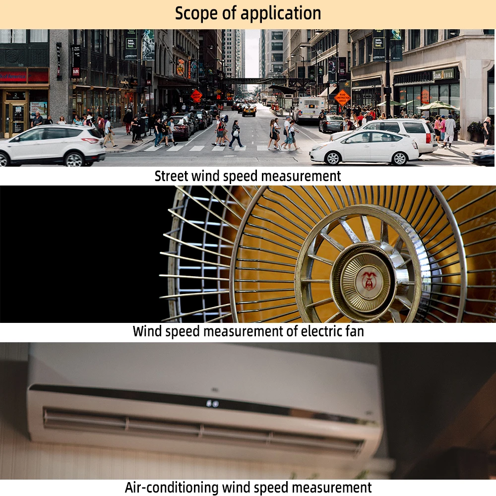 Anemometro Misuratore di velocità del vento dell'aria Termometro anemometro digitale Misuratore di velocità del vento Windmetro 30 m/s Strumento di test della temperatura