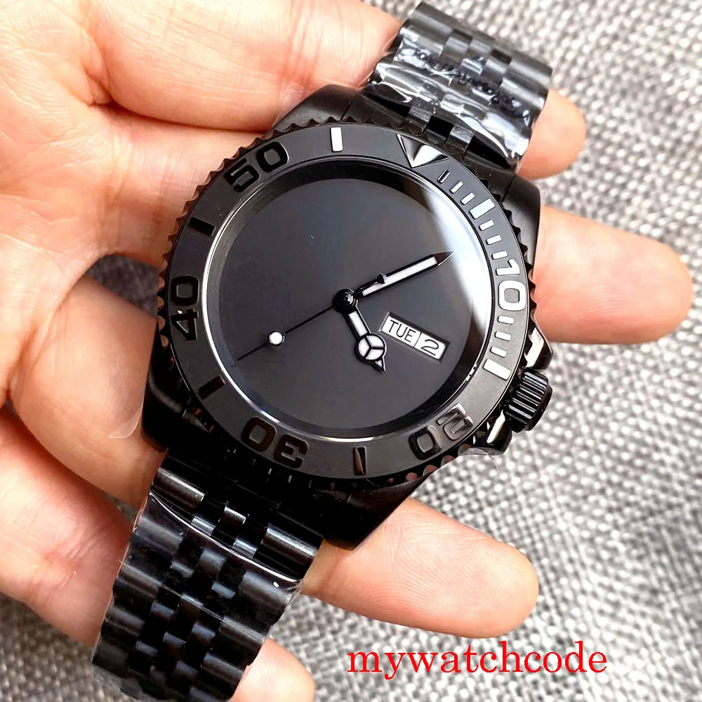 24 Jewels NH36 Date Day Black Dial Merc Hands Sapphire Crystal Unidirectional Bezel 40mm High Quality Men\'s Watch