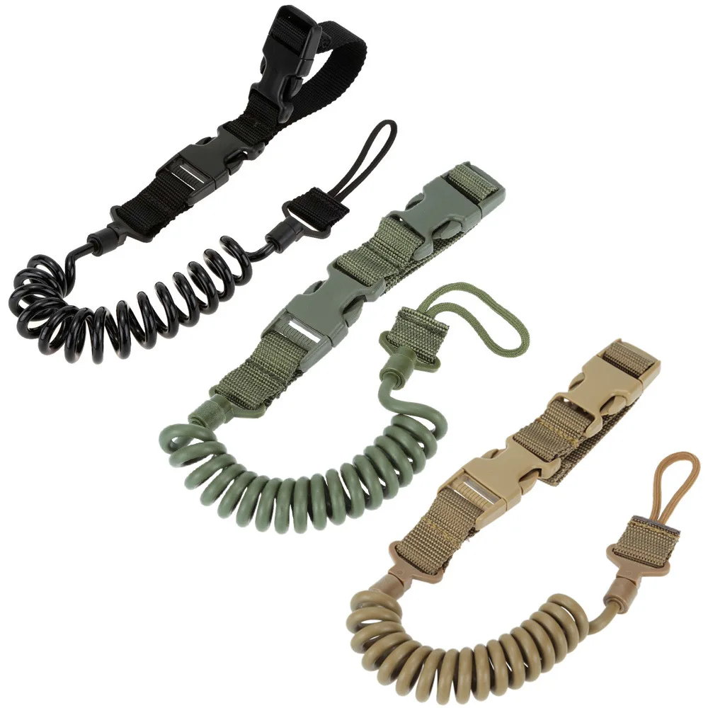 1pcs Elastic Spring Retention Sling Belt Ropes Combat Sling Telescopic Hunting Tactical Hand Gun Secure Multi-functional lanyard