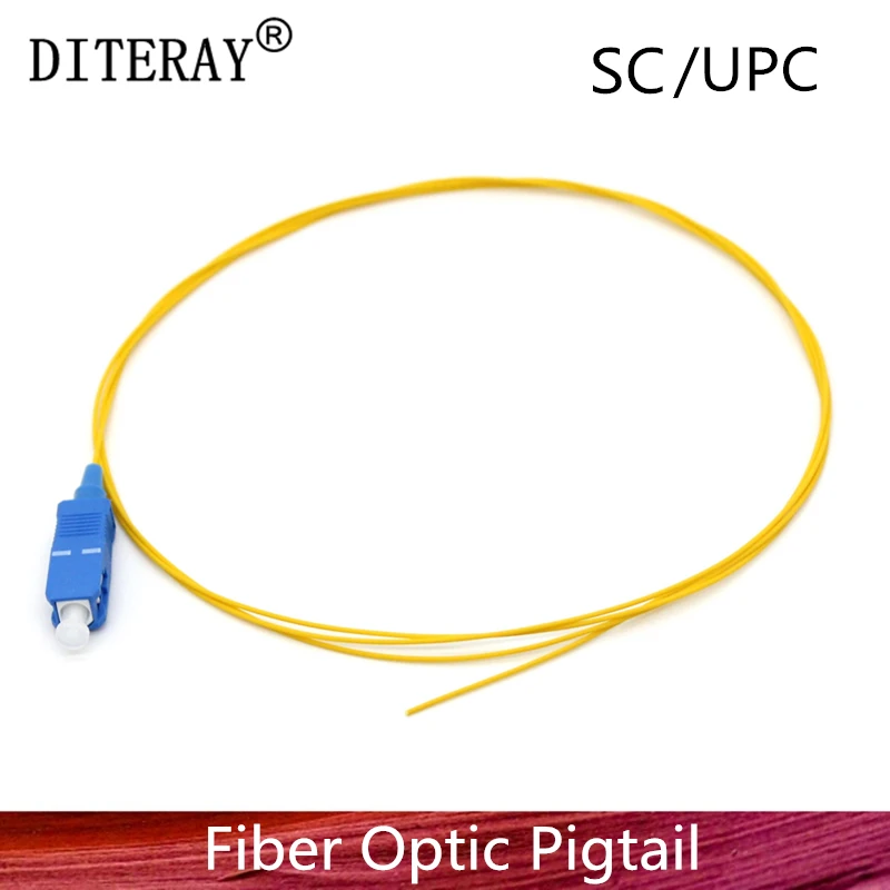 50/pces sc/upc fibra trança simplex 9/125 único modo trança da fibra ótica 0.9mm pvc amarelo