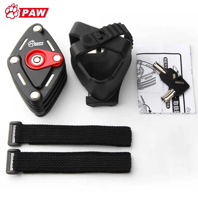 PAW Foldable Bicycle Lock 2 Keys Strong Security Anti-theft Bicycle Lock Heavy Duty Chain Cable Padlock Motorcycle Bike Lock