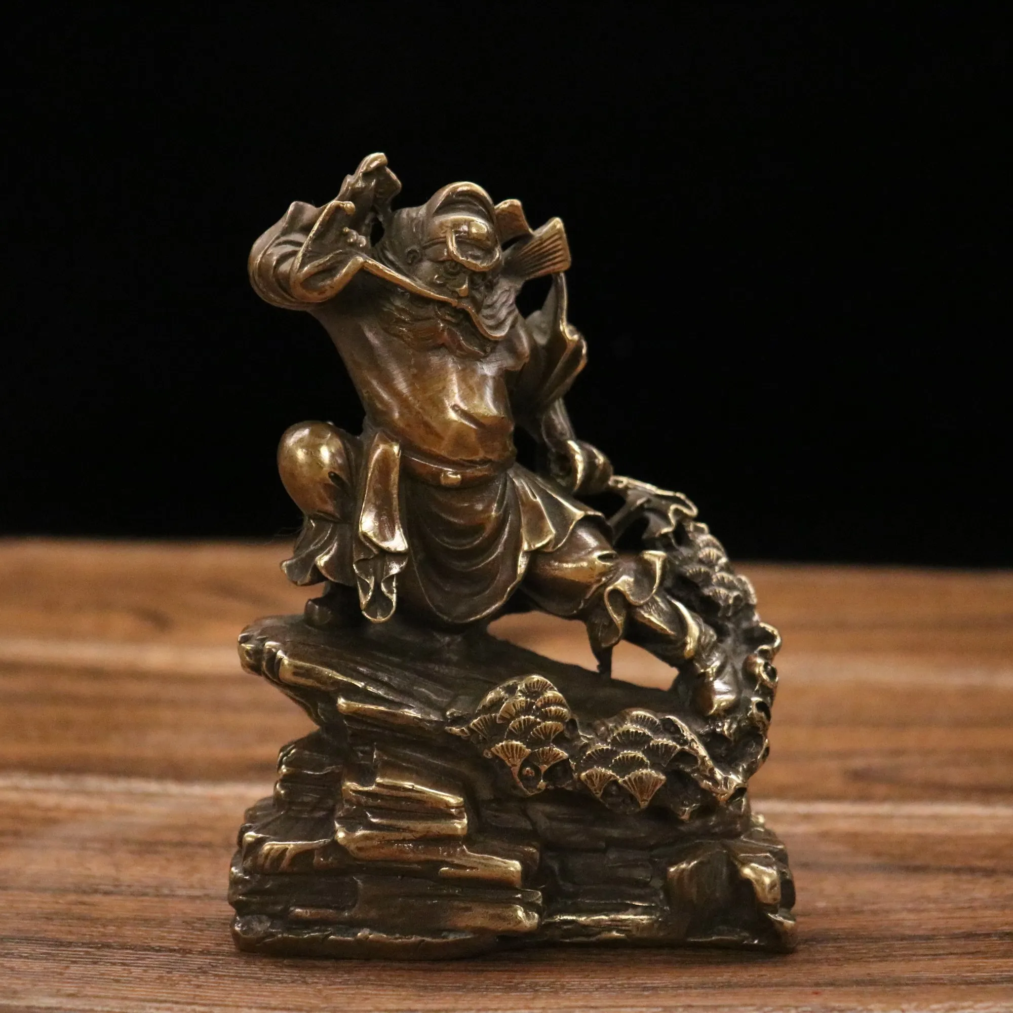 

5"Tibetan Temple Collection Old Brass Zhong Kui Statue Exorcism Tianzun Ornaments Town House Exorcism Ward off evil spirit