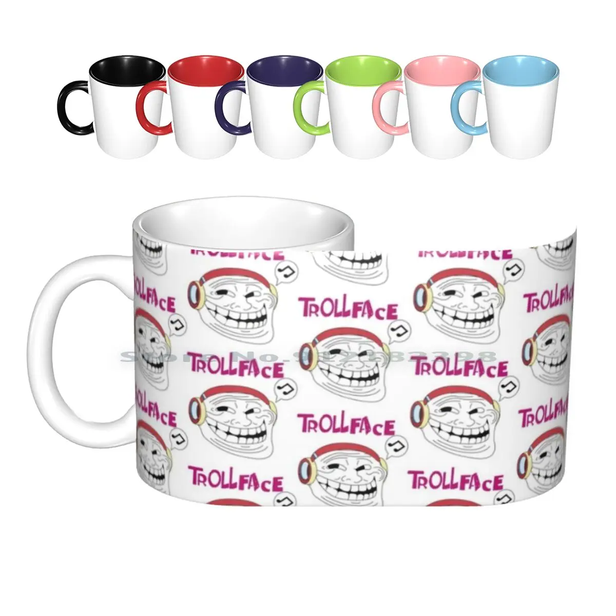 Trollface-Trolling Good Music!! Ceramic Mugs Coffee Cups Milk Tea Mug Artsy Unique Funny Stylish Modern Cartoon Teenager Cool