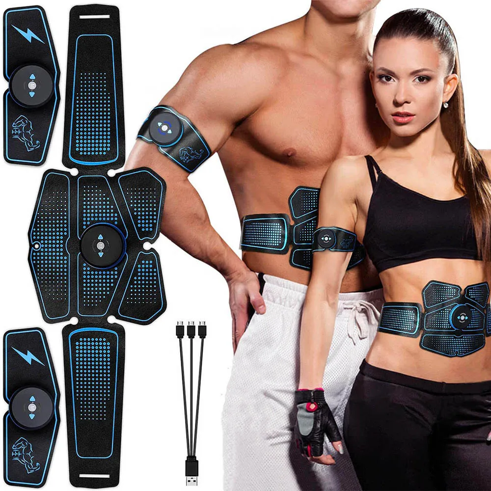 Abdominal Muscle Stimulator EMS ABS Trainer USB Rechargeable Electrostimulator for Home Gym Workout Hip Training Toner Massager