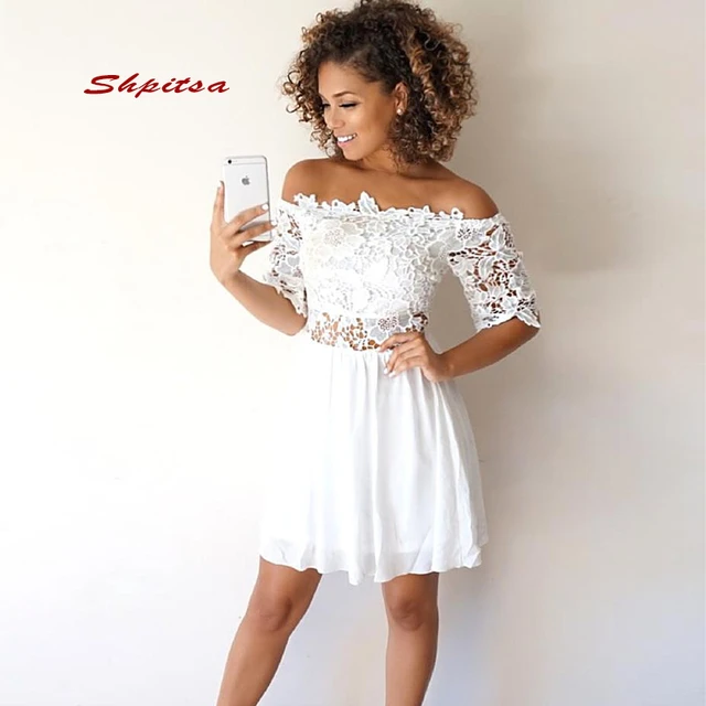 White Lace Short Homecoming Dresses Chiffon Graduation 8th Grade Prom  Dresses Junior Cocktail Formal Dresses - Homecoming Dresses - AliExpress