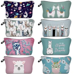 Deanfun-Bolsa de maquillaje impermeable con estampado de Llama Love, neceser de viaje para cosméticos, organizador de almacenamiento, 51434