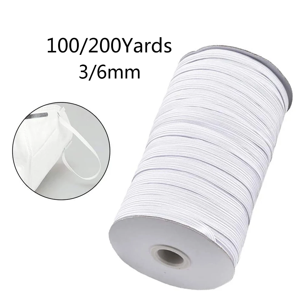 100/200 Yards Elastic Bands Sewing Elastic Rope 3/6mm Rubber Elastic Band For Fabric Garment Sewing Accessories