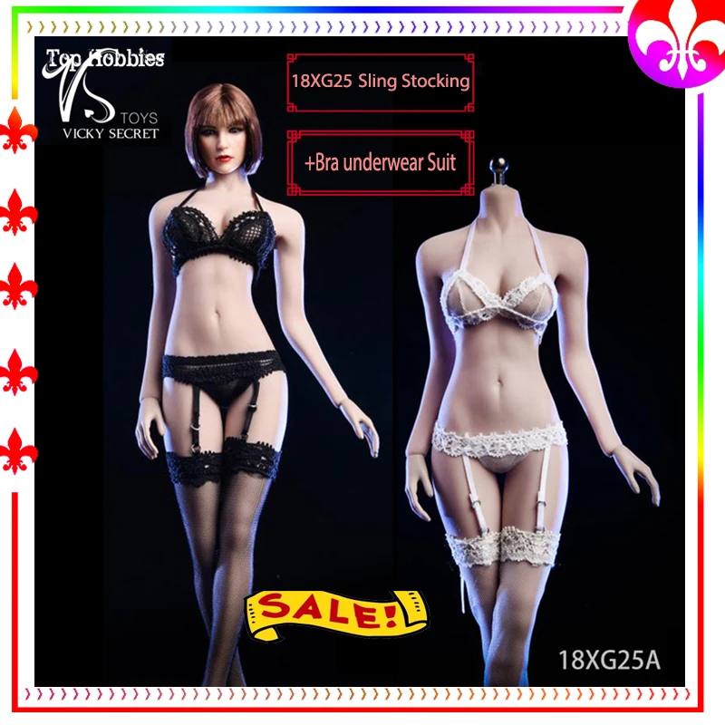 

VSTOYS 18XG25 1/6, женские фигурки, кружевные чулки на бретельках, комплект нижнего белья, сексуальное нижнее белье Для 12-дюймового тела, игрушки