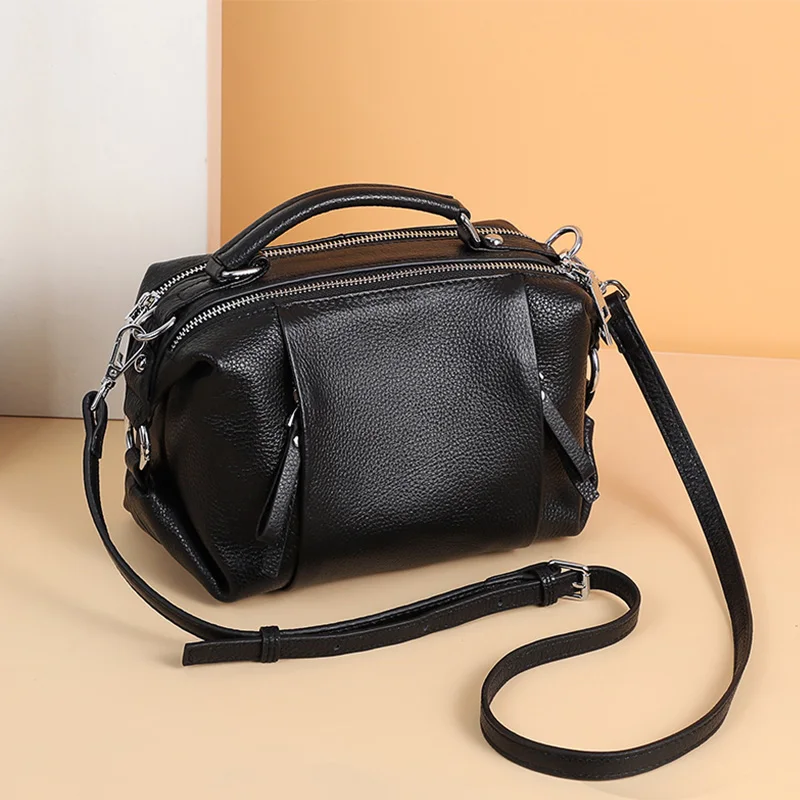 2023 Luxury Women Tote Handbags 100% Genuine Leather Ladies Boston Shoulder Bags High Quality Female Top Handle Messenger Bags