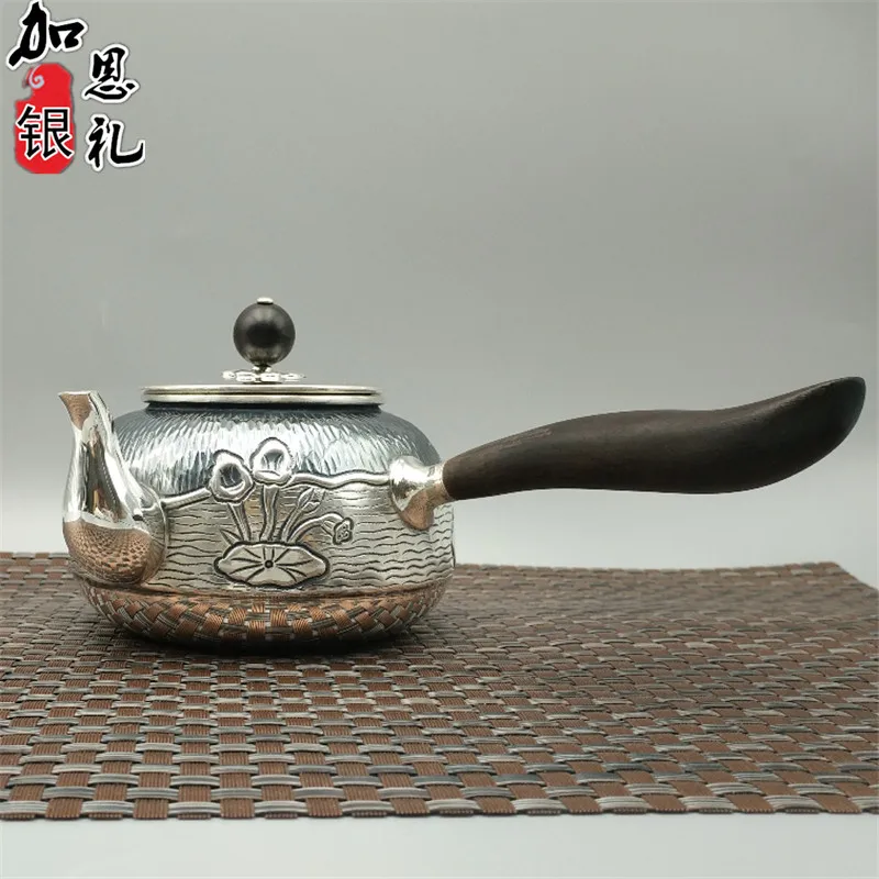 Teapot, long handle teapot, silver teapot, hot water teapot, 300 ml water, kung fu tea set.