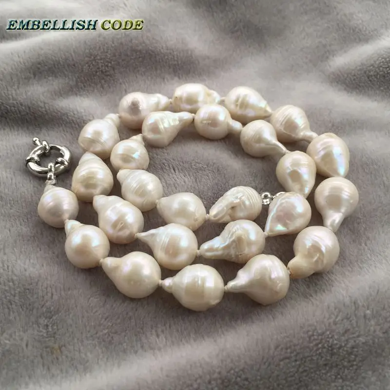 different Normal size baroque pearl necklace tissue nucleated flame ball shape white color low price natural freshwater pearl