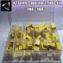 135PCS 14Values X2 Safety Capacitor 275VAC 102K-105K 1NF~1UF Assorted Kit