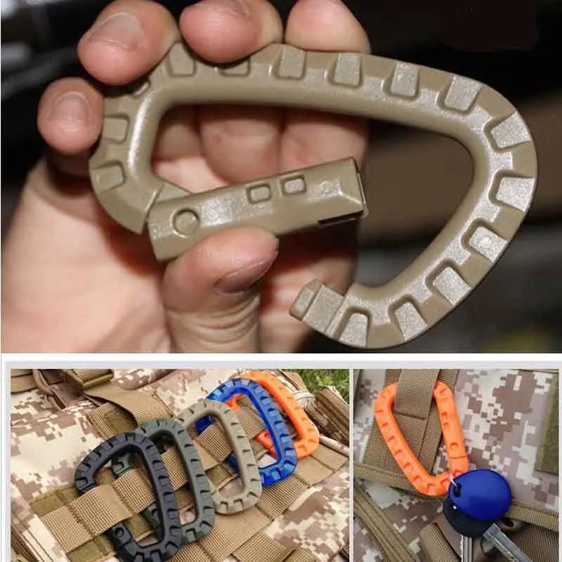 Tactical Carabiner Keychain Climbing D Rings Light Weight Spring Snap Gear Clip Utility Hooks Hanging Buckle for Camping Fishing