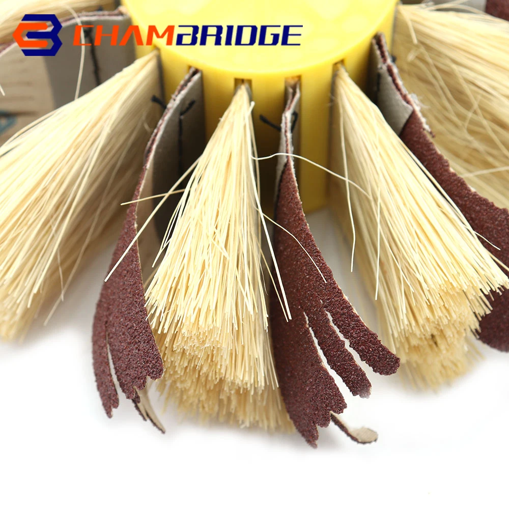 160mm 6mm Shank Mounted Sisal Emery Cloth Bristle Grinding Buffing Brush Polishing Wheel for Wood Primer Sanding