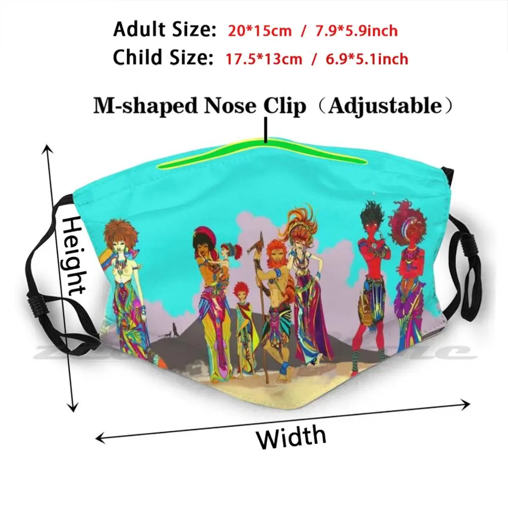 De Jakhalzen Masker Doek Wasbare Diy Filter Pm2.5 Volwassen Kids Tribal Inheemse Fantasy Nimf Jackal Maan Desert Familie Groep