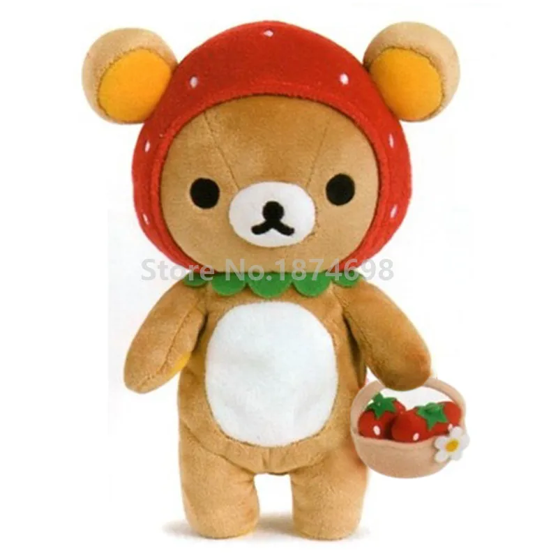 

New Cute Rilakkuma Bear Cos Strawberry Big Plush Stuffed Pillow Cushion Kids Toys Dolls Baby Children Girls Gifts 32cm