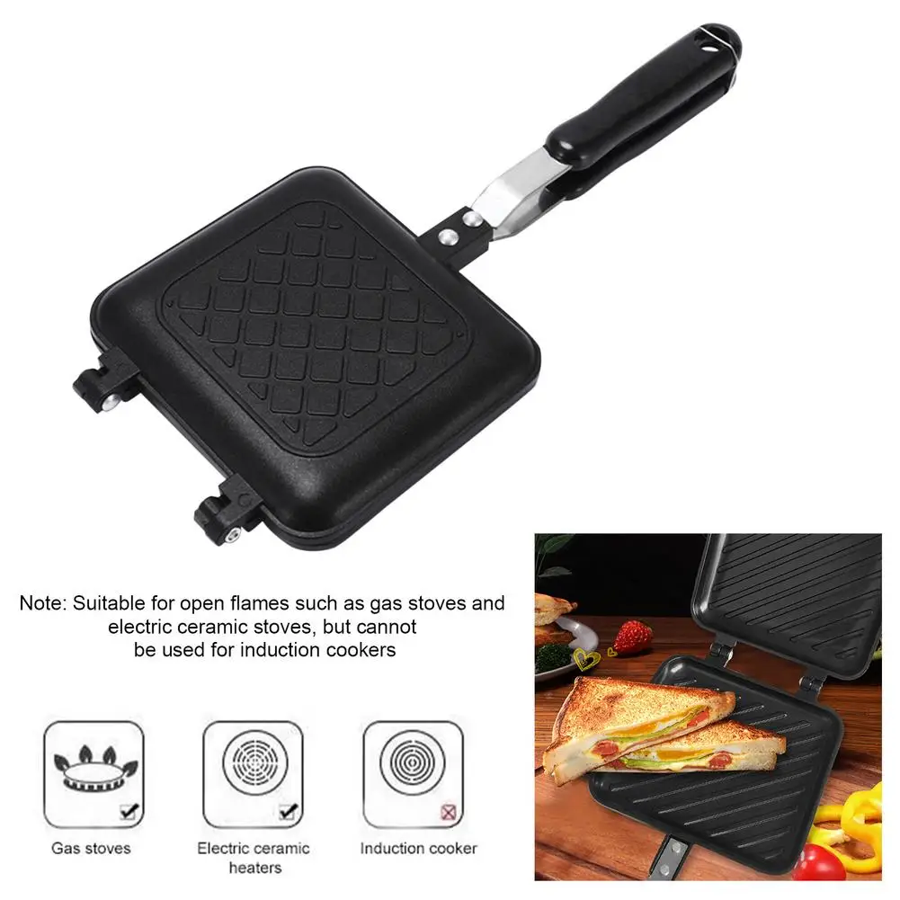 

Double-Side Non-Stick Sandwich Maker Bread Toast Breakfast Machine Camping Sandwich Toaster Grill Pan Toast Mold Baking Barbecue