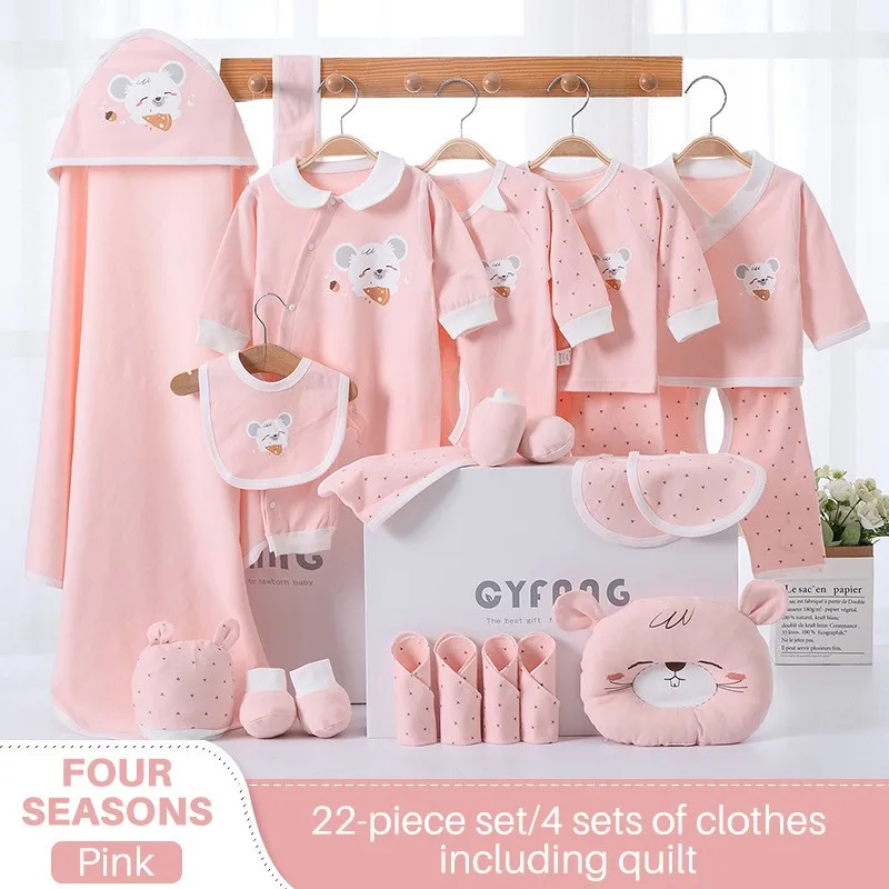 18/20/22pieces Baby Sets Baby Boys Girls Spring 100% Cotton Clothing Suits 0-12M Baby Gift Newborn Clothes Outfits Without Box