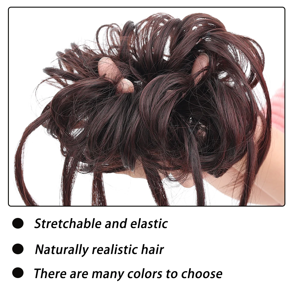 AILIADE Synthetic Hair Bun with Tassel Messy Curly Chignon Black Brown Updo Donut Roller Scrunchie Hair Pieces for Women Girls