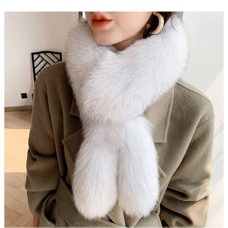 

2021Women's Winter Real Fox Fur Scaef Fashion Warm Thick Fur Scarf Natural Fox Neck Shawl Warm Women Chritmas Gift
