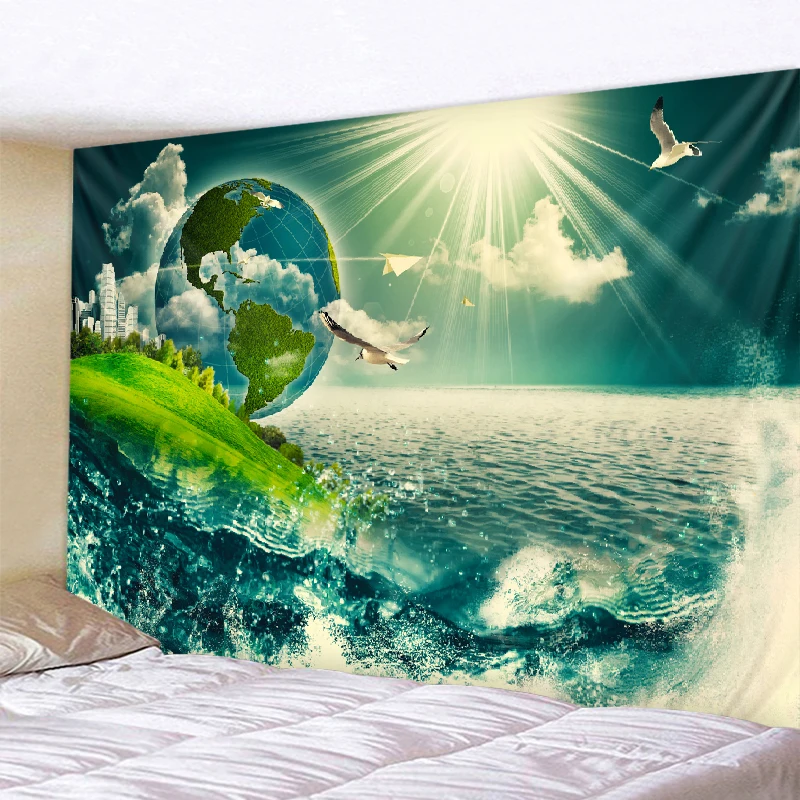 Natural scenery tapestry Abstract ecological environment wall tapestry living room decorative multi-functional pad