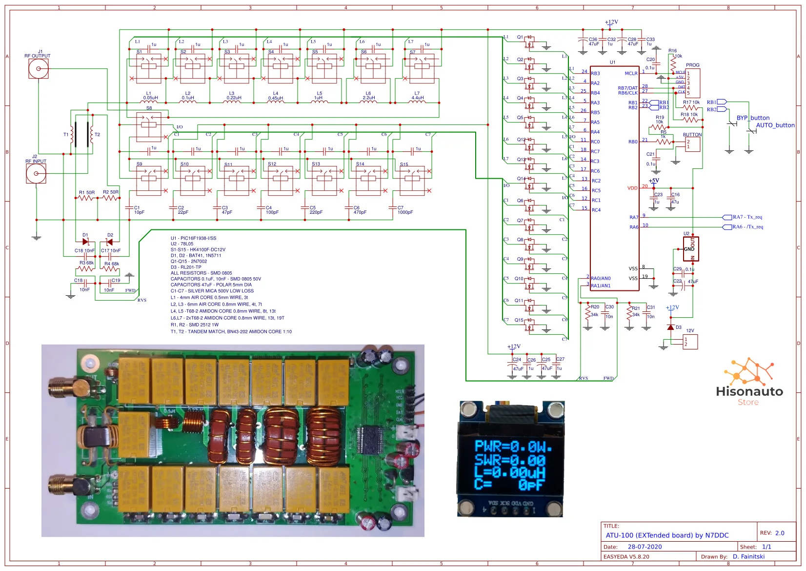 Imagem -06 - Hisonauto-sintonizador de Antena Automático por N7ddc 7x7 Firmware Programado Smt Soldado Chip Kits Faça Você Mesmo Atu100 Atu100 1.850mhz