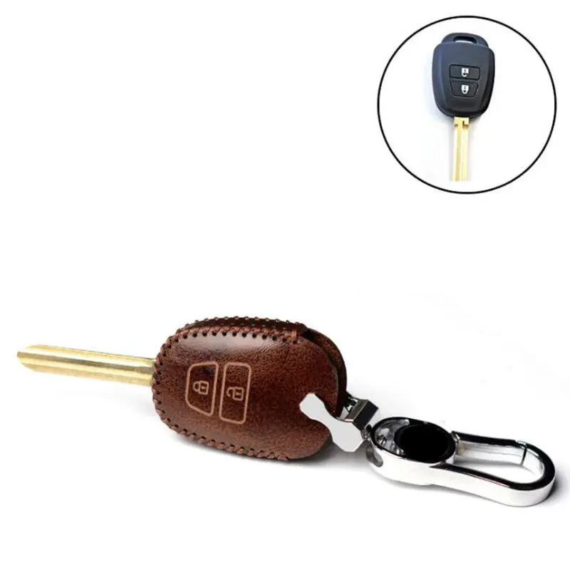 Genuine Leather 2/3/4 Button Remote Key Fob Protector Case Cover For Toyota Innova Fortuner Vios Wish Prado