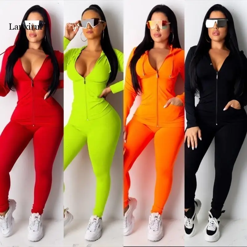 

Womens Sportswear Pink Tracksuit Long Sleeve Jacket Pants Tow Pieces Set Hoodie Legging 2 Piece Set Outfits Bodycon