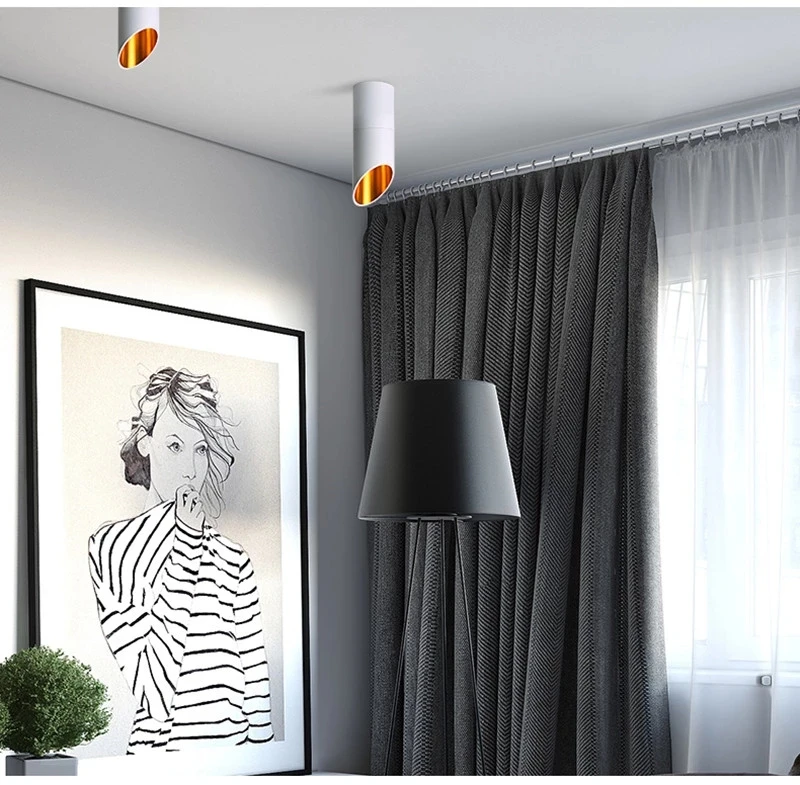 Dimmable Cylinder LED Downlight 7W 12W 15W Surface Mounted COB Spotlight AC85-265V Ceiling Installation in Living Room Bedroom