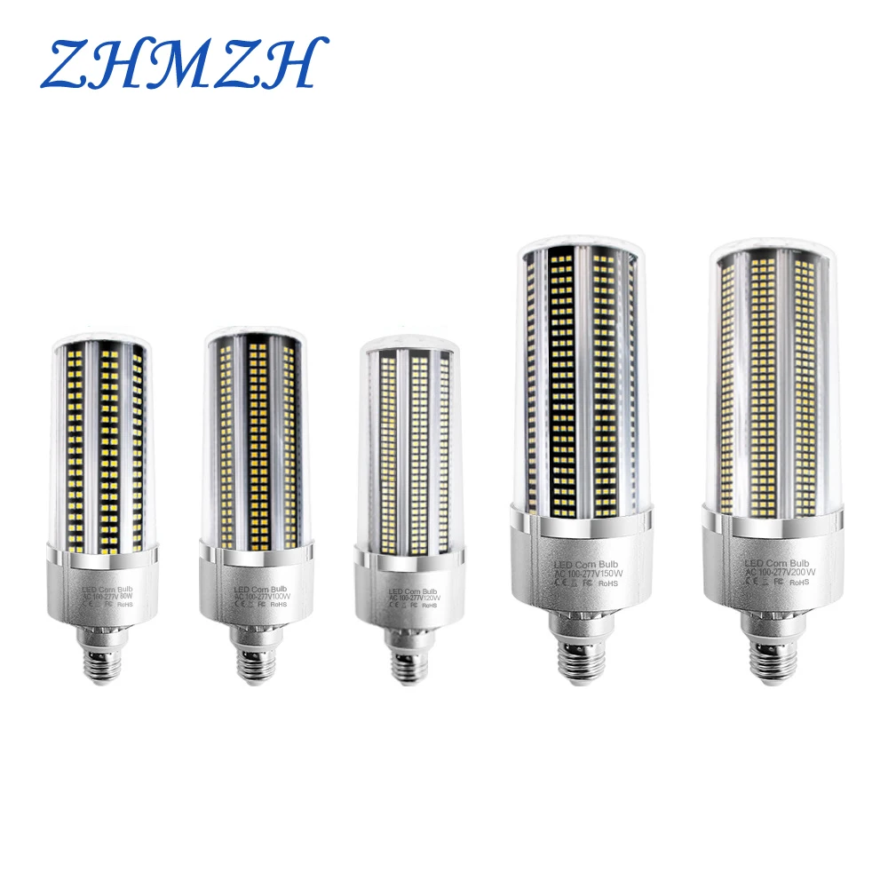 

ZHMZH LED Corn Bulb High Power High Quality Aluminum White Pendant Lighting Bombilla 110V 220V E27 E40 80W 100W 120W 150W 200W