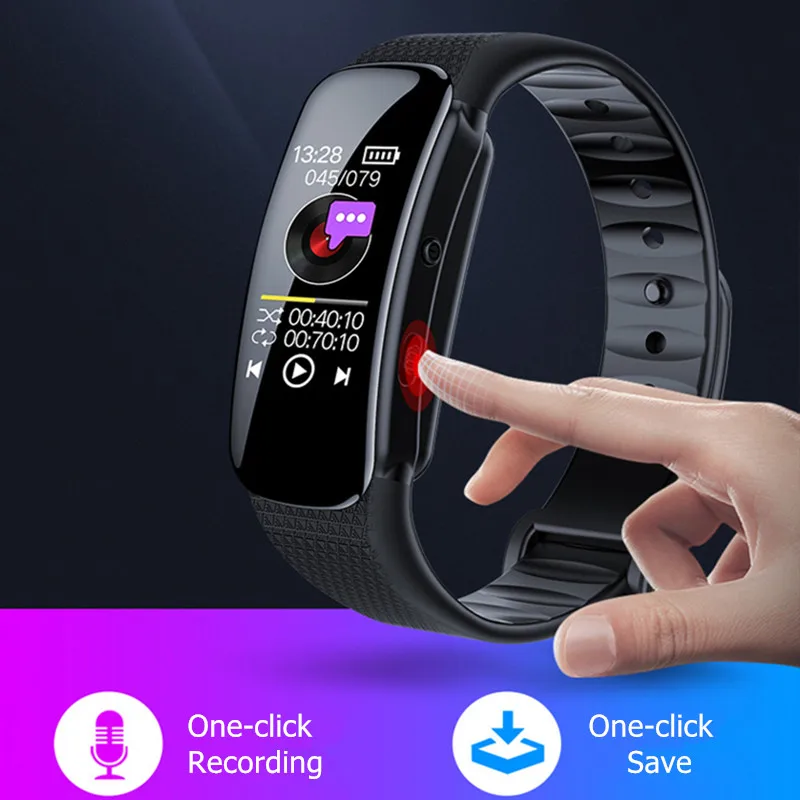 Digitale Voice Recorder Voice Activated Audio Opname Smart Horloge Armband Draagbare Mp3 Muziekspeler Sport Polsband Dictafoon