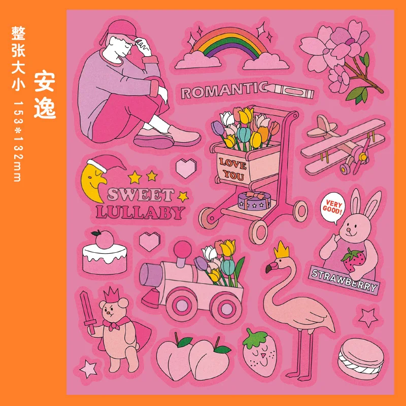 Korean Ins Cartoon Animation Creative Cute Stickers PVC Waterproof Colorful Paster Notebook Album Stationery Decorative Sticker