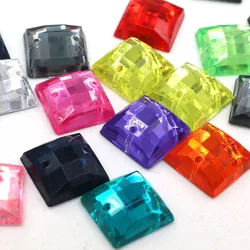 100pcs/Bag 8mm/10mm/15mm Square Acrylic Flatback Rhinestones 23 Colors Sew on for DIY Clothes And Crafts