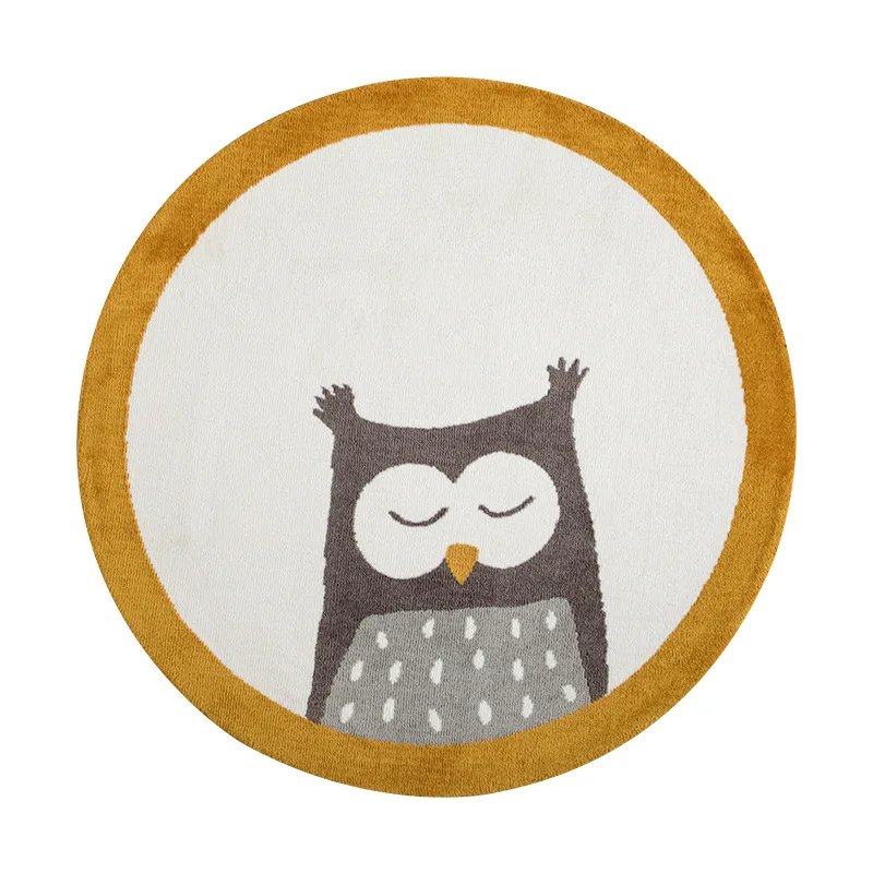 Owl Environmentally Friendly Tasteless Round Children's Carpet Cartoon Animal Pattern Bedroom Room Bedside Game Crawling Mat