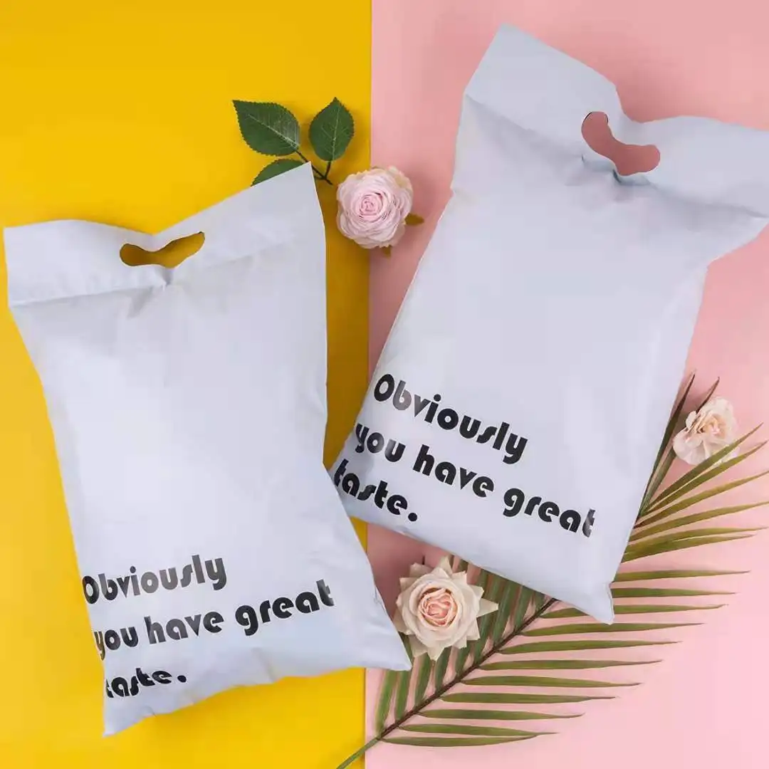 50Pcs/Lot Mail Bags Printed Poly Mailer Packaging Envelopes Self Seal Courier Storage Bags Clothes Mailers With Handle Bags