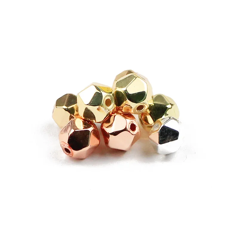 WLYeeS Faceted Round Hematite beads 3 4 6 8mm Rose gold Color Natural Stone Spacer loose bead for Jewelry Bracelet making Diy
