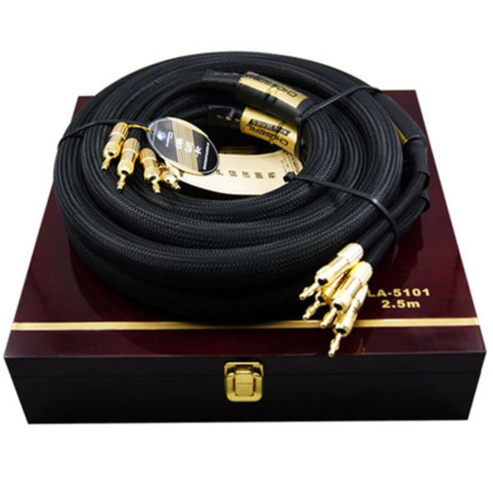 Choseal LA-5101 6N OCC Audiophile HIFI Speaker Cable 24K gold-plated banana plug Top level Speaker Cable Top class cable 2.5m