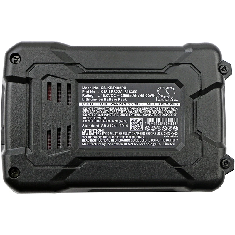 Cameron Sino Battery for KOBALT 616300 K18-LBS23A fits KARCHER K18LD-26A Power Tools Replacement battery  2500mAh/27.00Wh Li-ion