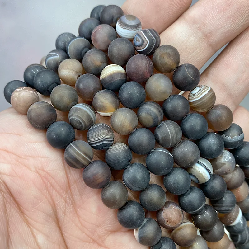Natural Matte Stripe Brown Agates Banded Lace Onyx Beads 15\