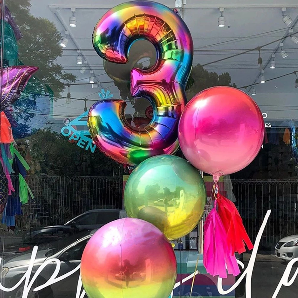 

40inch Jelly New Rainbow Number Foil Balloons Happy Birthday Wedding Party Decoration Adult Colorful Unicorn Balloons Kids Gift