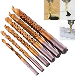6/1Pcs Hss Boren Set 3-8Mm Gekarteld Groovende Snijden Tap Spiraal Zag Hout metalen Plastic Hole Saw Titanium Boor Gereedschap