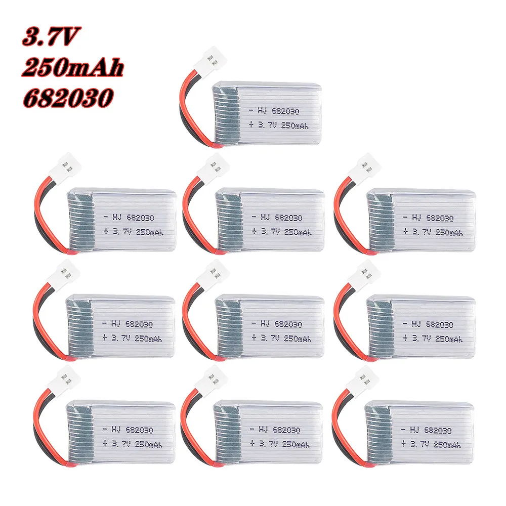 4/5/10pcs High Rate 3.7V 250mAh 682030 20c Lipo Battery For Syma X11C X701 U830 FY310 RC Aircraft Accessories Parts XH plug